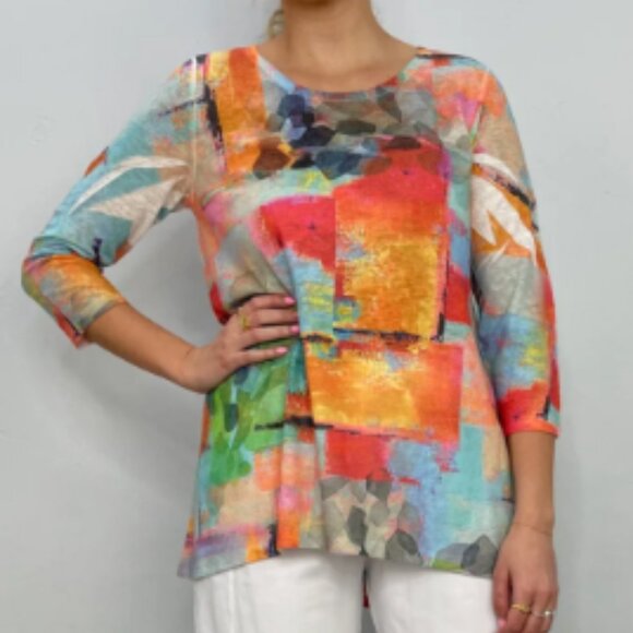 Katharina Marie Made in USA Abstract Print Burnout Shirt/Tunic Medium - Picture 12 of 13